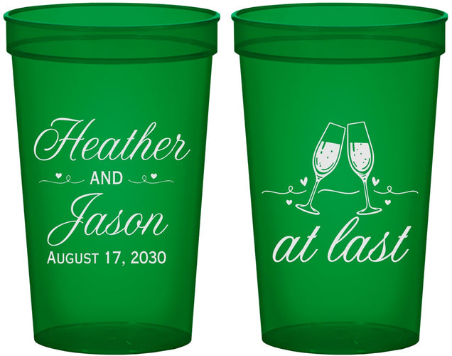 Custom Wedding 22 oz Translucent Cups - At Last | 382