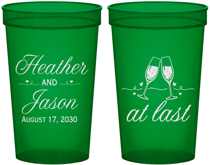 Custom Wedding 22 oz Translucent Cups - At Last | 382