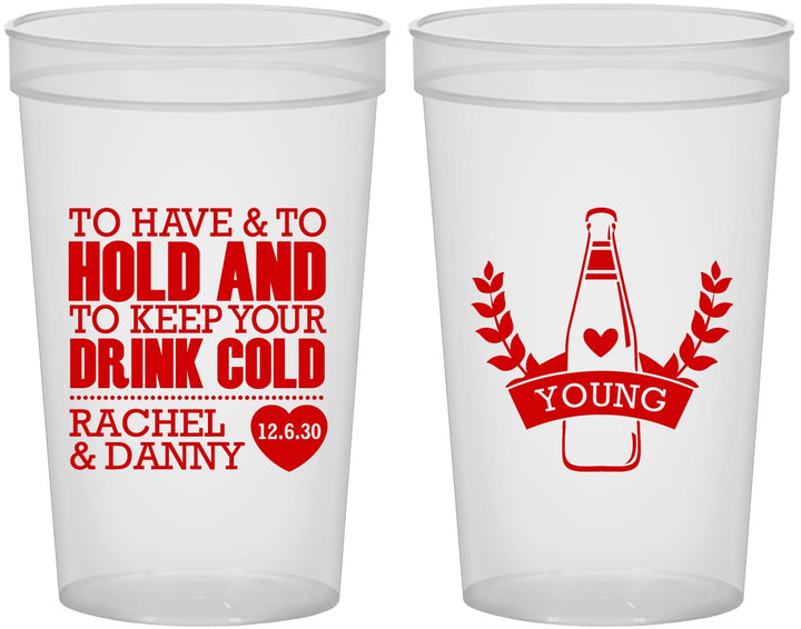 Custom Wedding 22 oz Translucent Cups - To Have And To Hold | 383