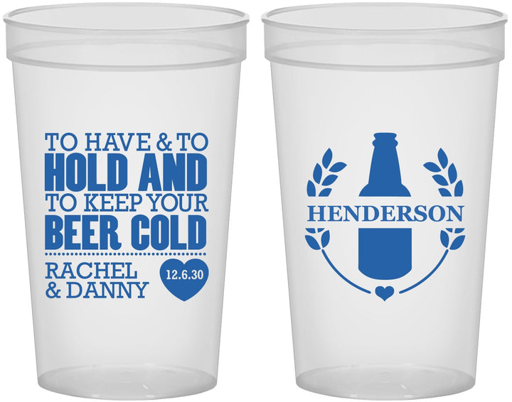 Custom Wedding 22 oz Translucent Cups - To Have And To Hold | 384