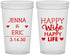 Custom Wedding 22 oz Translucent Cups - Happy Wife Happy Life | 393