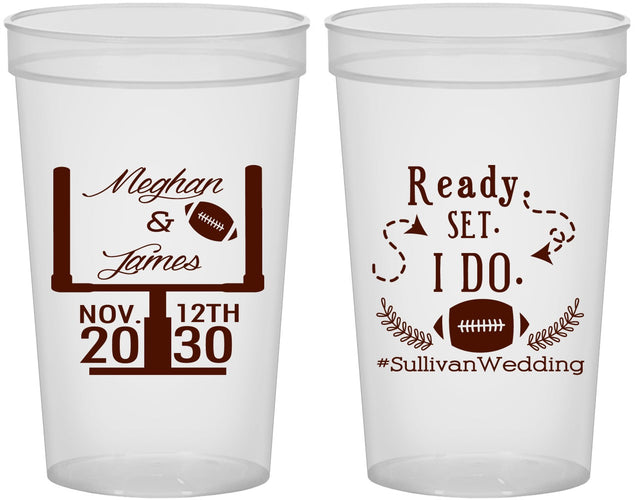 Custom Wedding 22 oz Translucent Cups - Football | 394
