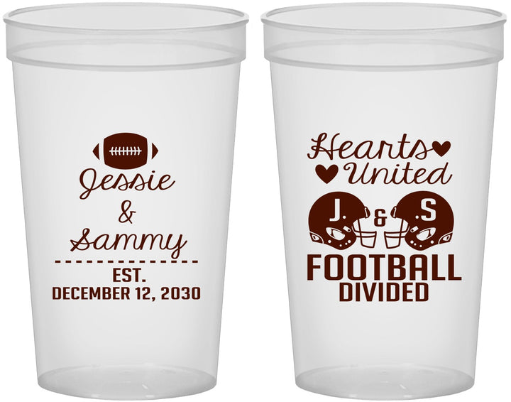 Custom Wedding 22 oz Translucent Cups - Hearts United Football | 395