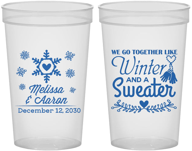 Custom Wedding 22 oz Translucent Cups - Christmas Winter | 399