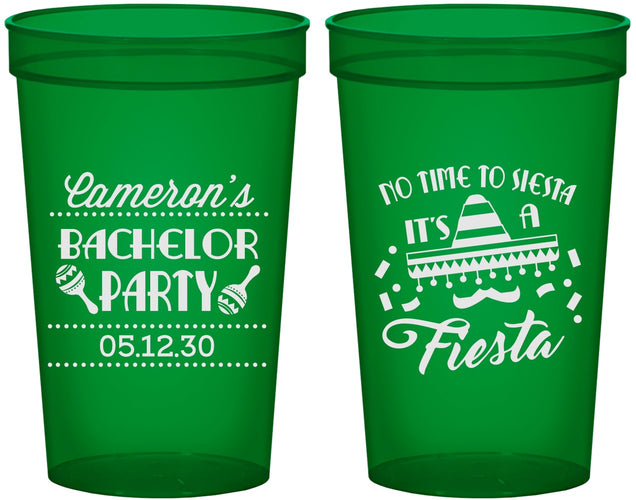 Custom Bachelor Party 22 oz Translucent Cups - Siesta Fiesta Mexican | 40000