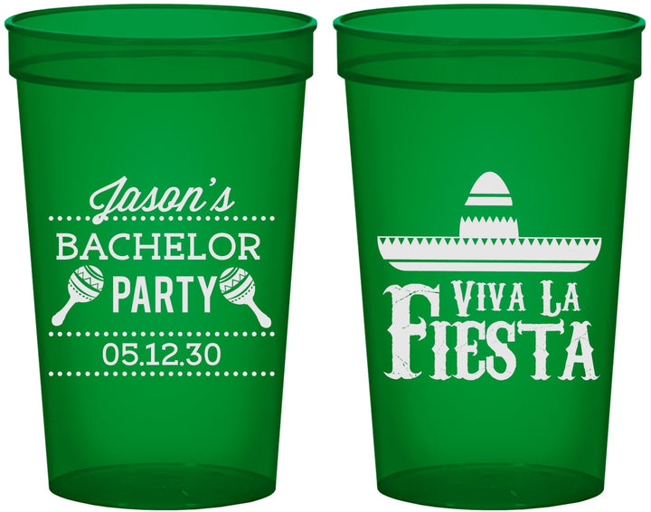 Custom Bachelor Party 22 oz Translucent Cups - Viva La Fiesta Mexican | 40001