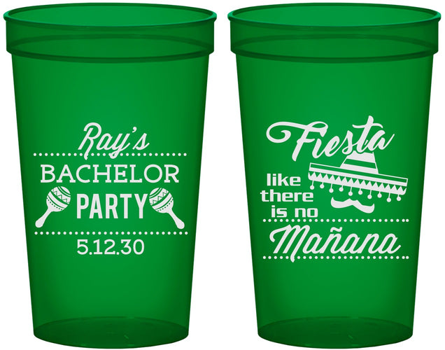 Custom Bachelor Party 22 oz Translucent Cups - Fiesta No Manana | 40002