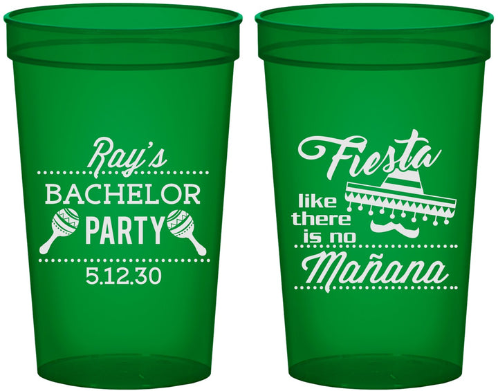 Custom Bachelor Party 22 oz Translucent Cups - Fiesta No Manana | 40002