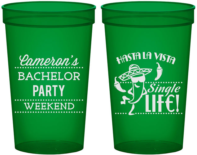 Custom Bachelor Party 22 oz Translucent Cups - Hast La Vista Single Life | 40003
