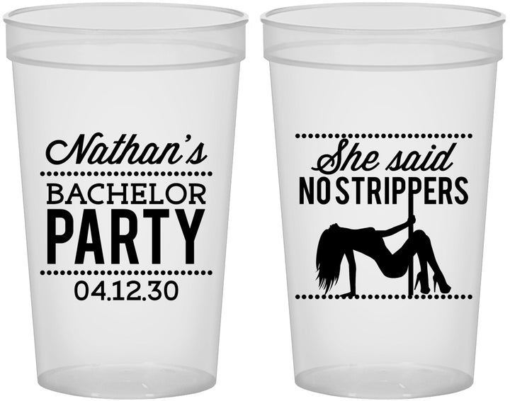 Custom Bachelor Party 22 oz Translucent Cups - Strip Club | 40008