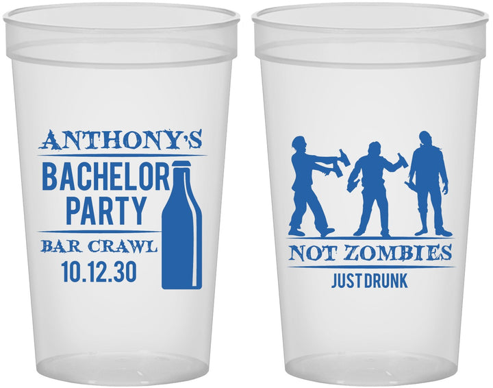 Custom Bachelor Party 22 oz Translucent Cups - Bar Crawl | 40010