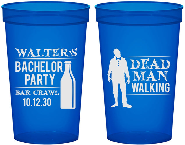 Custom Bachelor Party 22 oz Translucent Cups - Dead Man Walking | 40011