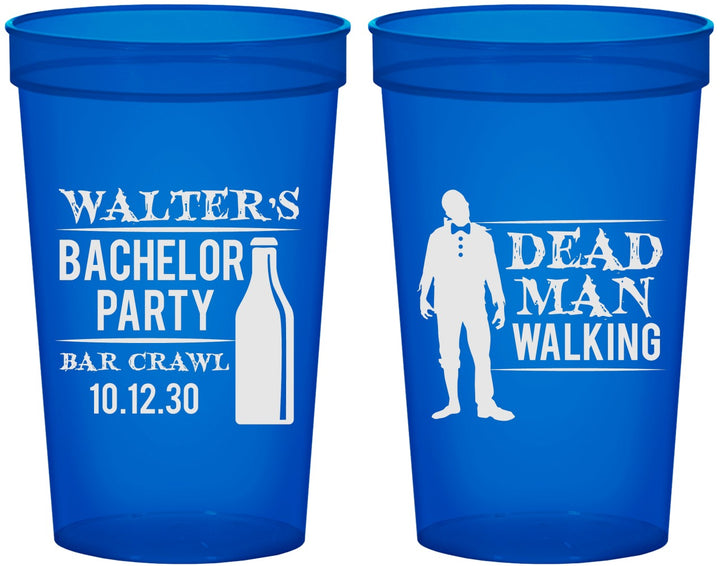 Custom Bachelor Party 22 oz Translucent Cups - Dead Man Walking | 40011