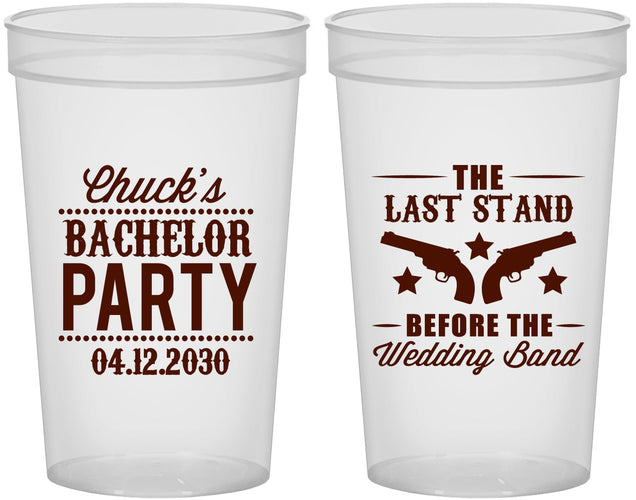 Custom Bachelor Party 22 oz Translucent Cups - Last Stand Wedding Bands | 40015