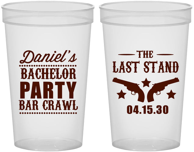 Custom Bachelor Party 22 oz Translucent Cups - The Last Stand | 40016