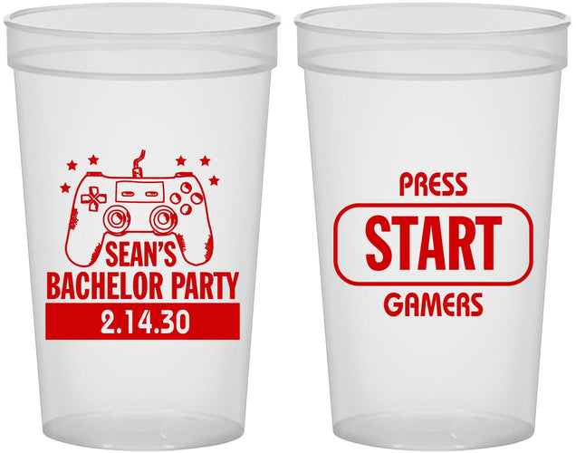 Custom Bachelor Party 22 oz Translucent Cups - Video Games | 40018