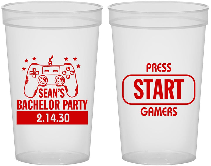 Custom Bachelor Party 22 oz Translucent Cups - Video Games | 40018