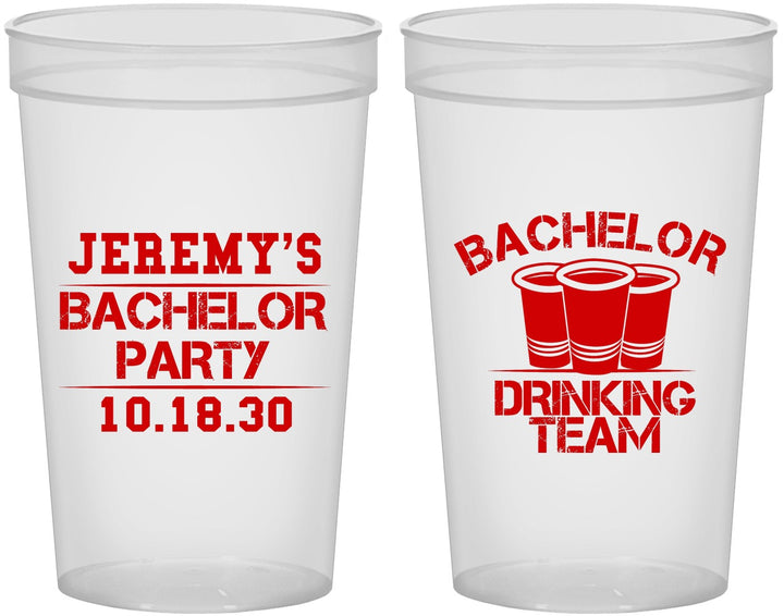 Custom Bachelor Party 22 oz Translucent Cups - Drinking Team | 40020