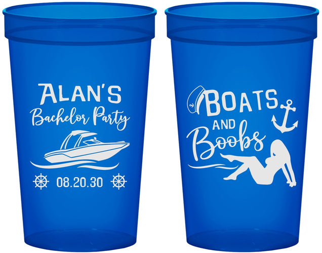 Custom Bachelor Party 22 oz Translucent Cups - Nautical Boats | 40021