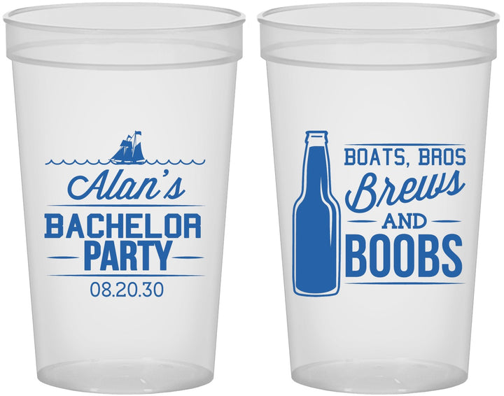 Custom Bachelor Party 22 oz Translucent Cups - Brews And Boobs | 40022
