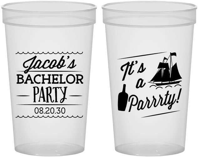 Custom Bachelor Party 22 oz Translucent Cups - Boat | 40023