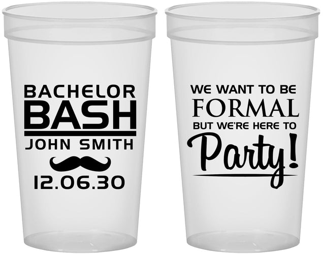 Custom Bachelor Party 22 oz Translucent Cups - Formal | 40030