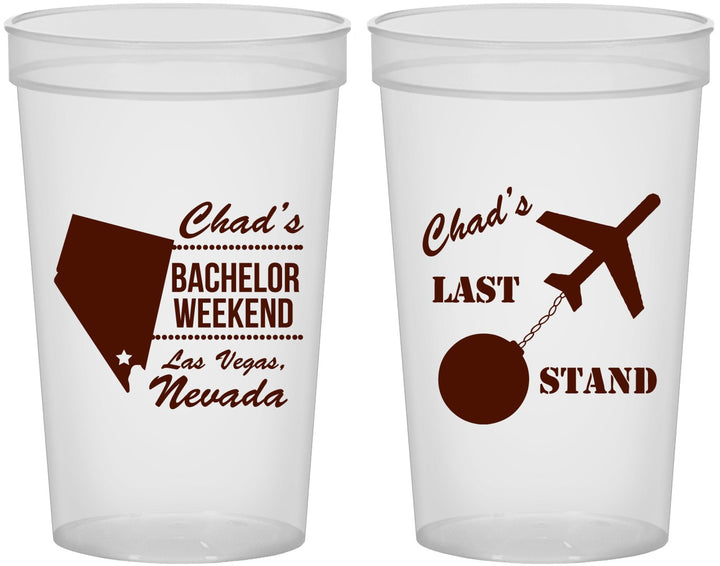 Custom Bachelor Party 22 oz Translucent Cups - Last Stand | 40034