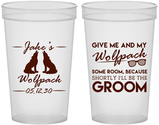 Custom Bachelor Party 22 oz Translucent Cups - Wolfpack | 40036