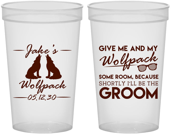 Custom Bachelor Party 22 oz Translucent Cups - Wolfpack | 40036