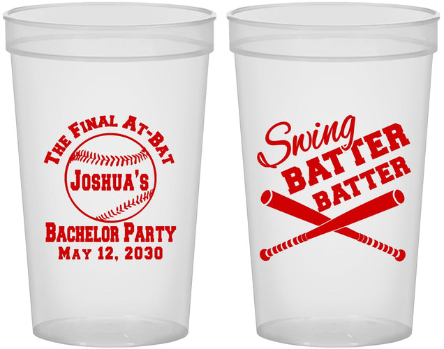 Custom Bachelor Party 22 oz Translucent Cups - Baseball | 40038