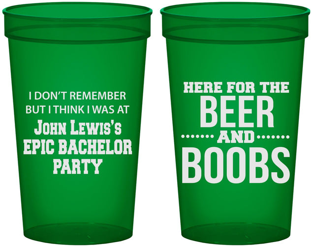 Custom Bachelor Party 22 oz Translucent Cups - Beer And Boobs | 40039