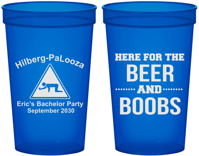 Custom Bachelor Party 22 oz Translucent Cups - Beer And Boobs | 40040