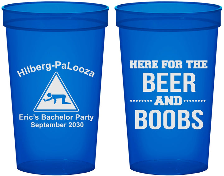 Custom Bachelor Party 22 oz Translucent Cups - Beer And Boobs | 40040