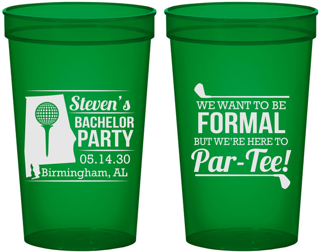 Custom Bachelor Party 22 oz Translucent Cups - Golf Par Tee | 40043