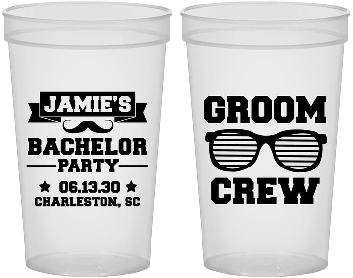Custom Bachelor Party 22 oz Translucent Cups - Groom Crew | 40047