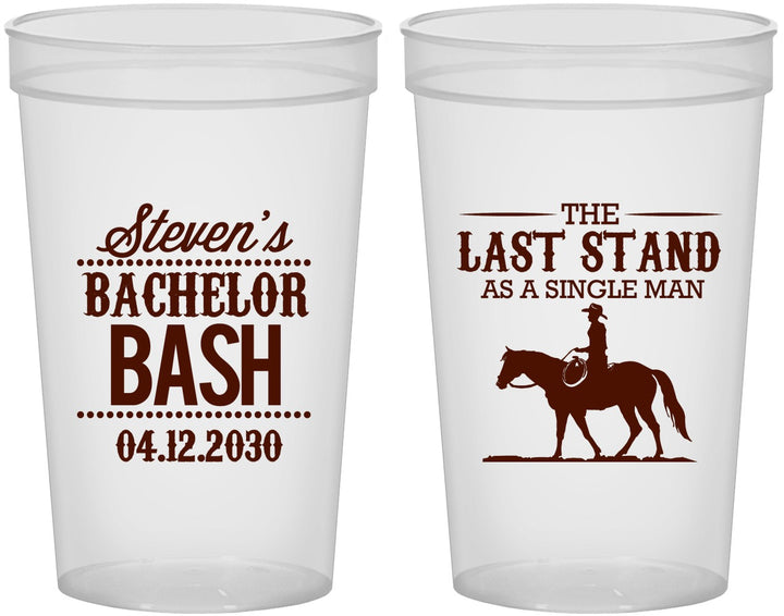 Custom Bachelor Party 22 oz Translucent Cups - The Last Stand | 40050