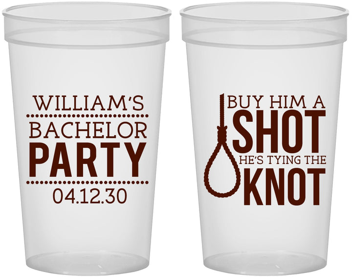 Custom Bachelor Party 22 oz Translucent Cups - Buy Him A Shot | 40051
