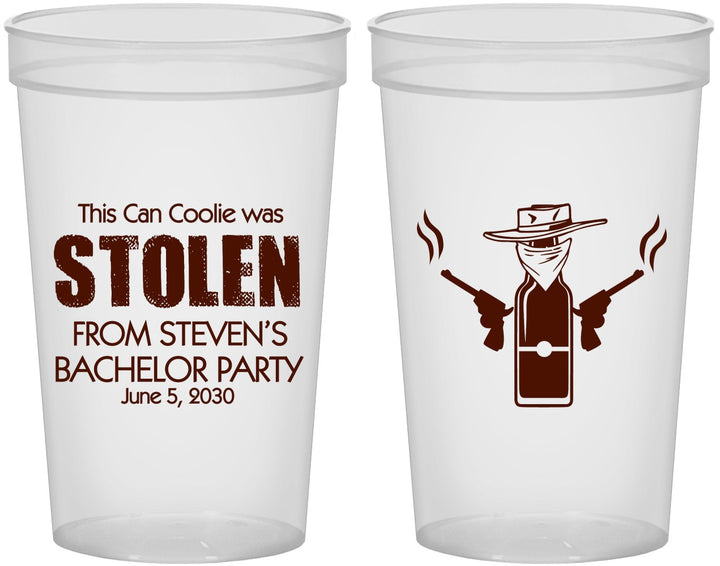 Custom Bachelor Party 22 oz Translucent Cups - Stolen | 40053