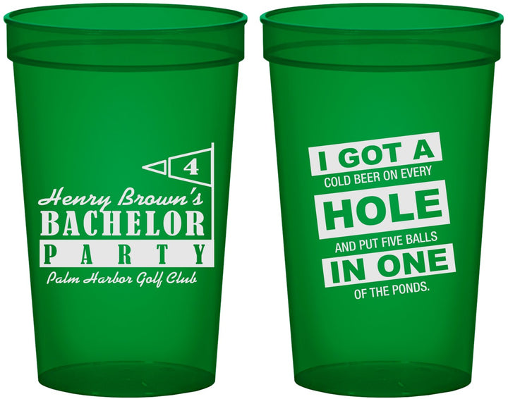 Custom Bachelor Party 22 oz Translucent Cups - Golf | 40055