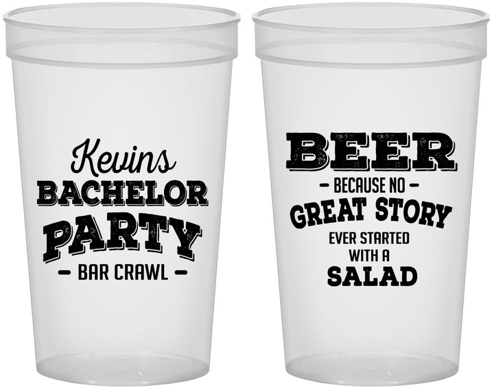 Custom Bachelor Party 22 oz Translucent Cups - Great Story | 40057