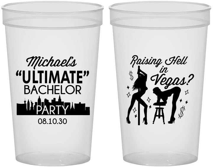 Custom Bachelor Party 22 oz Translucent Cups - Last Vegas | 40062