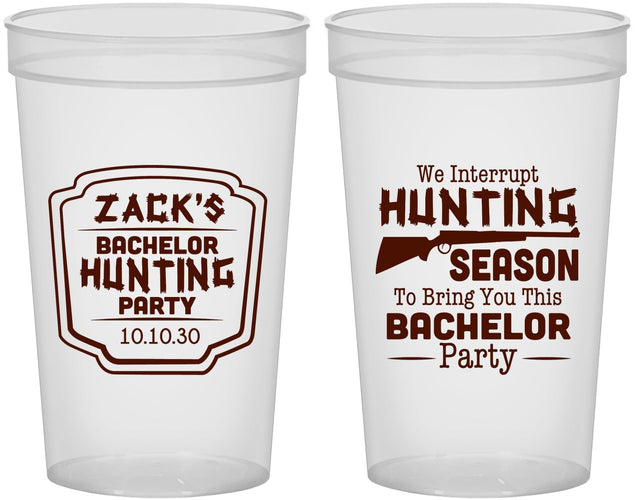 Custom Bachelor Party 22 oz Translucent Cups - Hunting Season | 40063