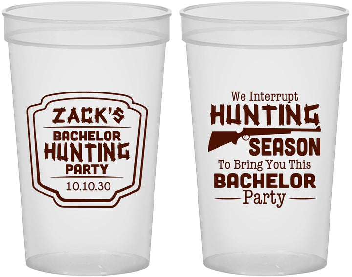 Custom Bachelor Party 22 oz Translucent Cups - Hunting Season | 40063