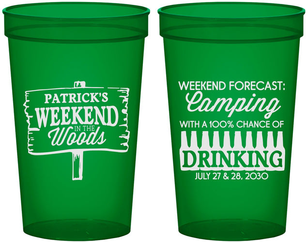 Custom Bachelor Party 22 oz Translucent Cups - Camping | 40064