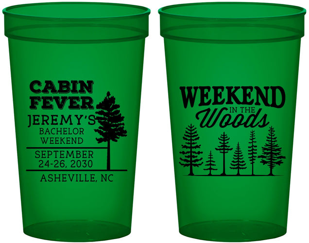 Custom Bachelor Party 22 oz Translucent Cups - Camping | 40065