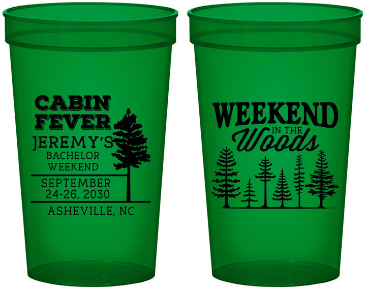 Custom Bachelor Party 22 oz Translucent Cups - Camping | 40065