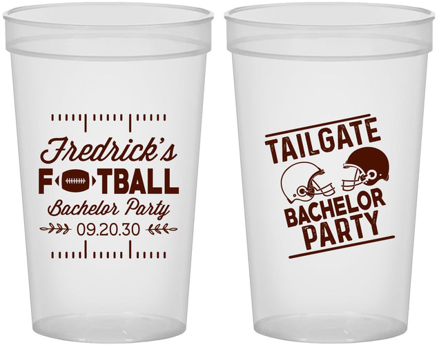Custom Bachelor Party 22 oz Translucent Cups - Football | 40067