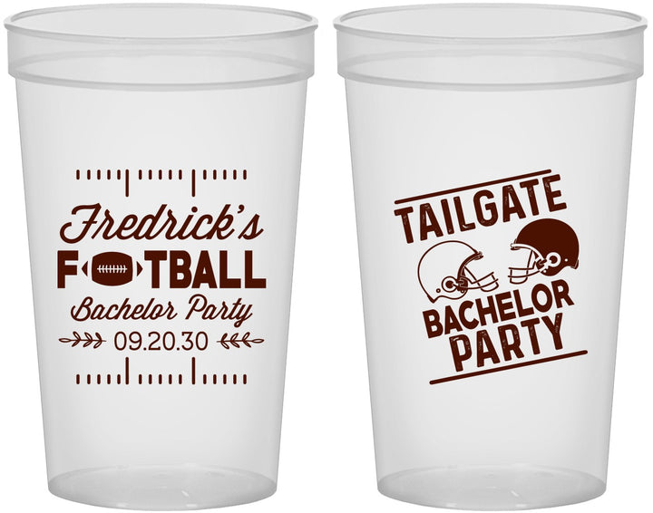 Custom Bachelor Party 22 oz Translucent Cups - Football | 40067