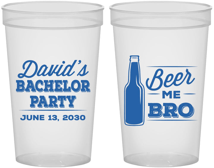 Custom Bachelor Party 22 oz Translucent Cups - Beer Me Bro | 40071