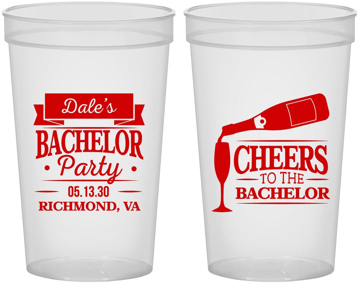 Custom Bachelor Party 22 oz Translucent Cups - Cheers | 40072